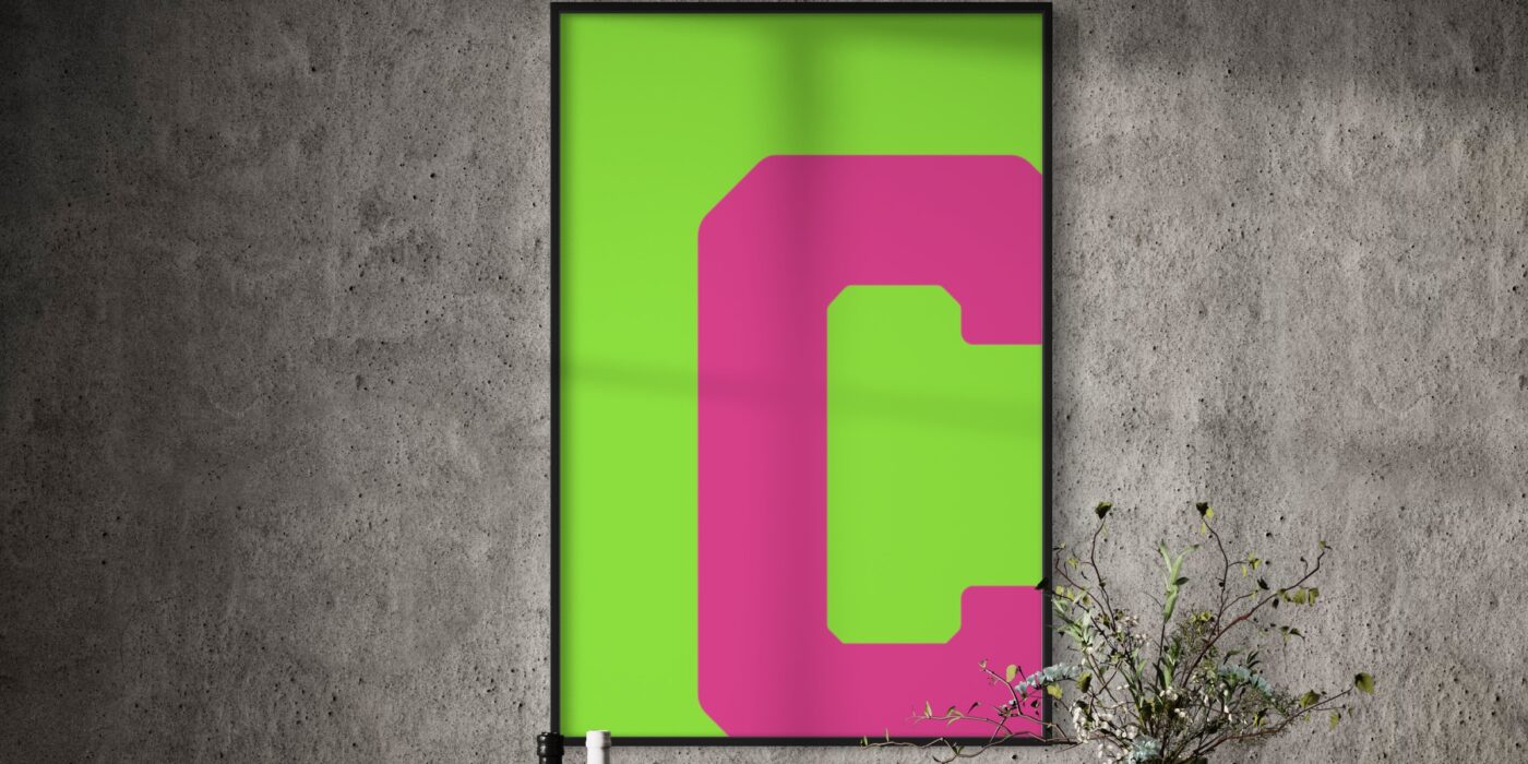 Alphabet Letters for Wall Art - Single Letter C Art - C Capital Letter Print - Initial Print for Nursery - Green and Pink Wall Art